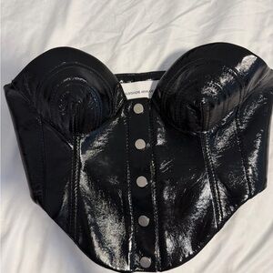 Aleksandre Akhalkatsishvili Black Faux Leather Bustier Top